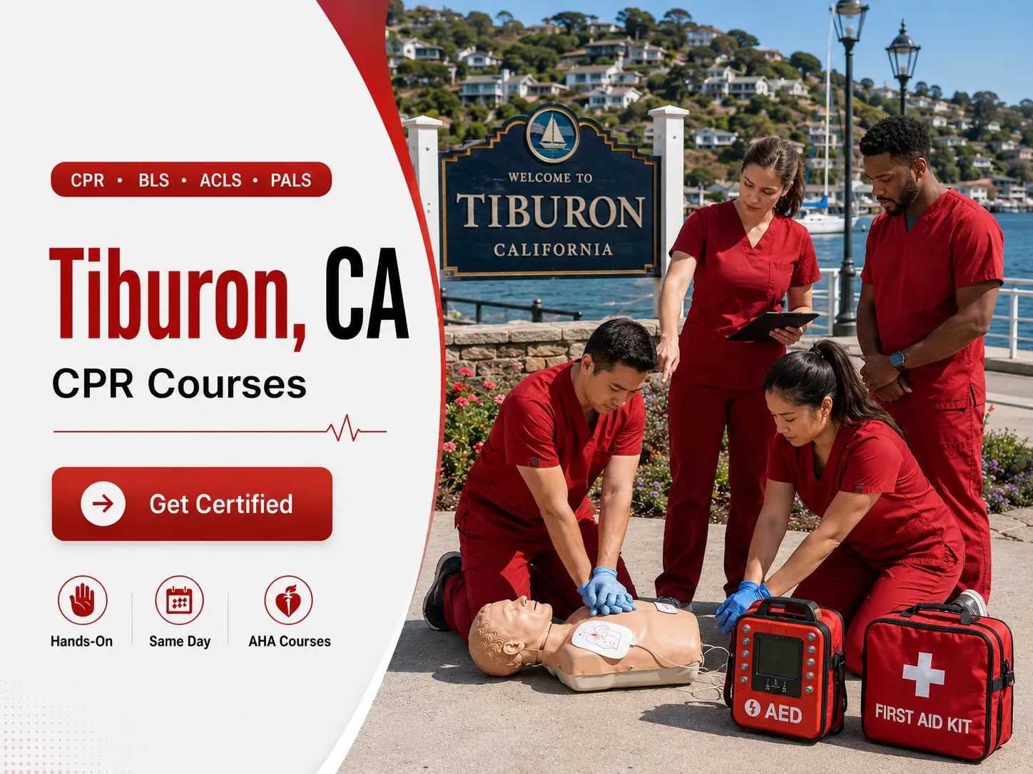 CPR BLS training session with AHA-certified instructor in Tiburon, CA