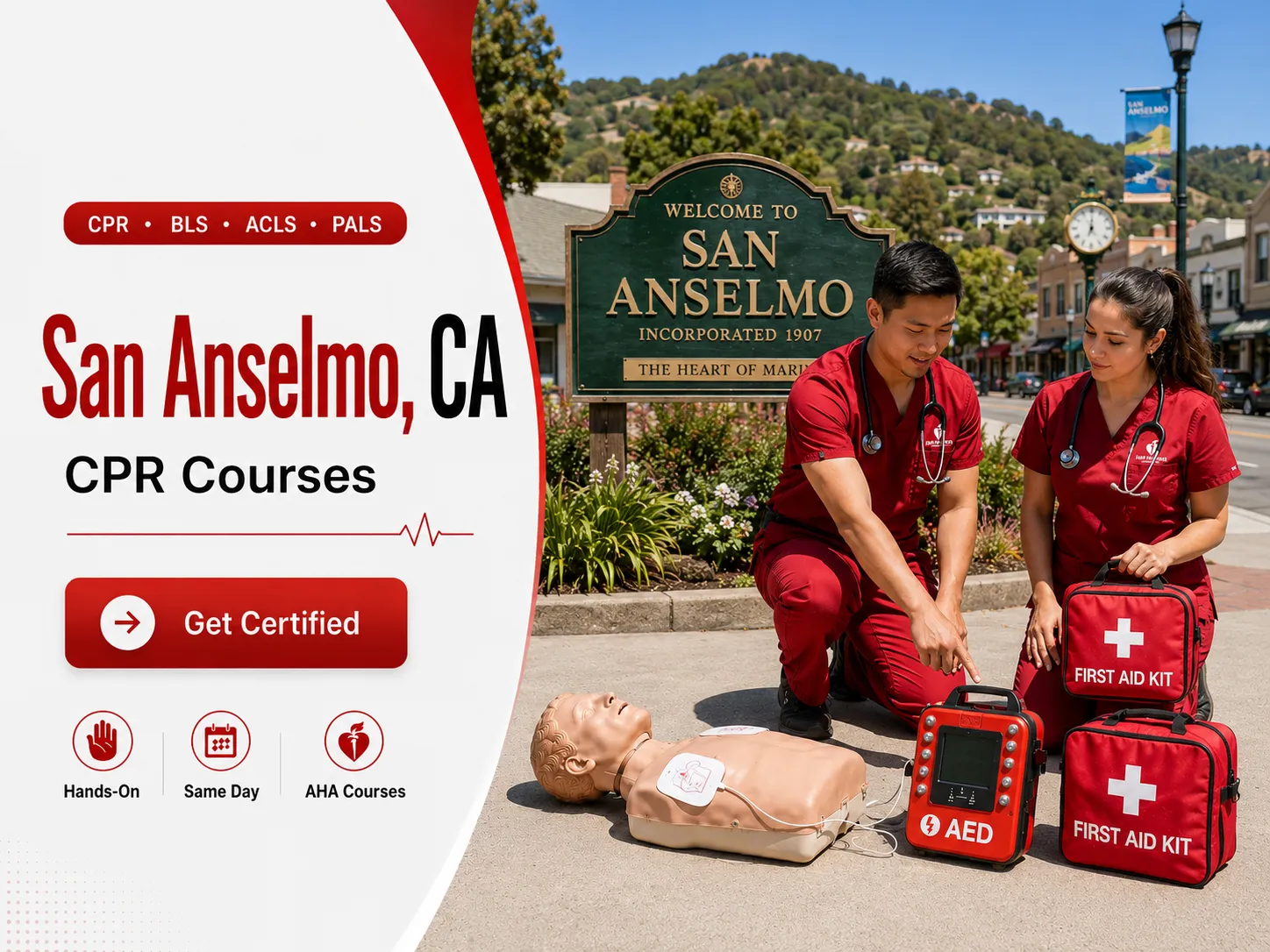 Hands-on CPR and BLS certification training in San Anselmo, CA